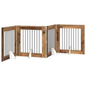 vidaXL Puerta para perros plegable con soportes 4 pcs 321 cm