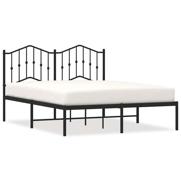 vidaXL Estructura cama sin colch&oacute;n con cabecero metal negro 135x190 cm