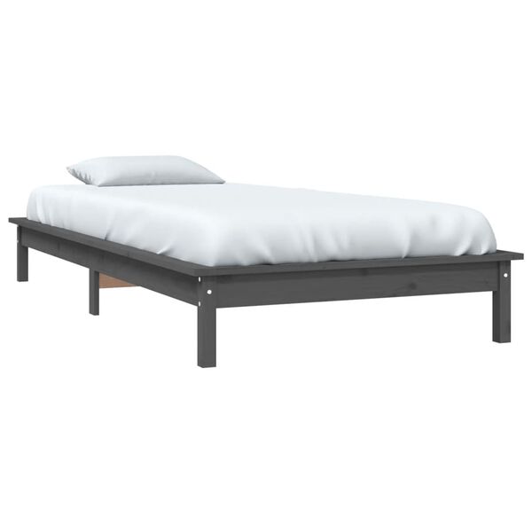 vidaXL Estructura de cama madera maciza de pino gris 100x200 cm