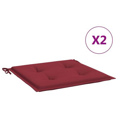 vidaXL Cojines para silla de jardín 2 uds tela rojo tinto 50x50x3 cm