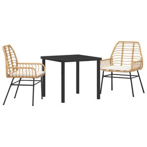 vidaXL Conjunto de Comedor de Jard&iacute;n 3 pcs Marr&oacute;n rat&aacute;n sint&eacute;tico