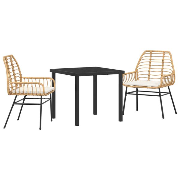 vidaXL Conjunto de Comedor de Jardín 3 pcs Marrón ratán sintético