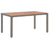 vidaXL Mesa de jard&iacute;n de rat&aacute;n PE y madera acacia gris 150x90x75 cm
