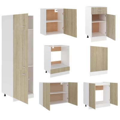 vidaXL Juego de muebles de cocina 7 piezas madera de ingeniería roble