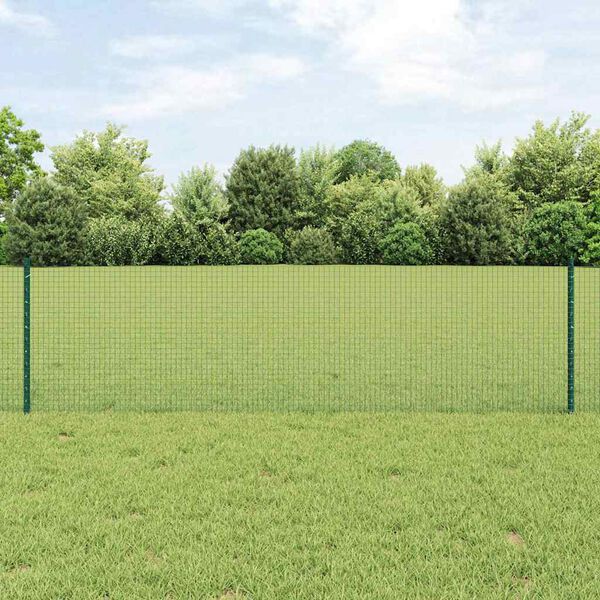 vidaXL Valla con Poste Verde 0,6 x 10 m Acero y PVC