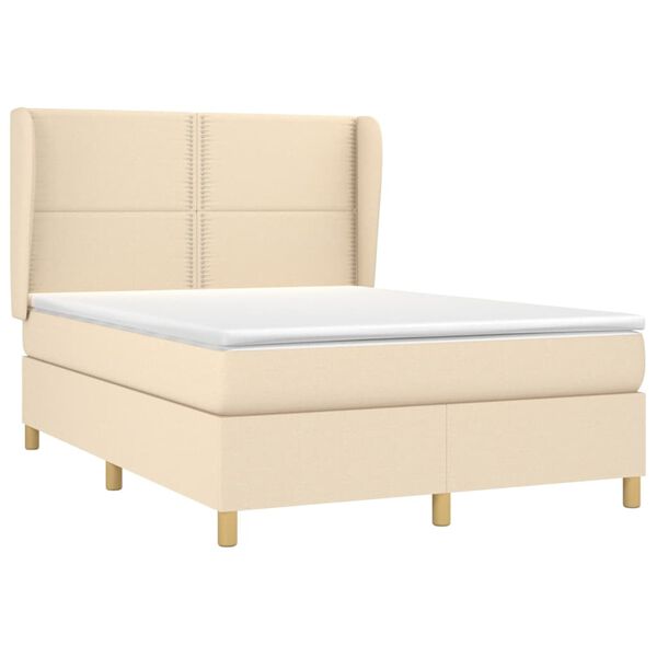 vidaXL Cama box spring con colch&oacute;n tela color crema 140x200 cm
