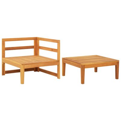 vidaXL Set muebles de jardín 2 pzas cojines crema madera de acacia