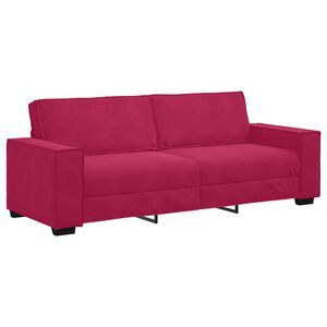vidaXL Sof&aacute; de 3 plazas de terciopelo rojo tinto 220x78x84 cm