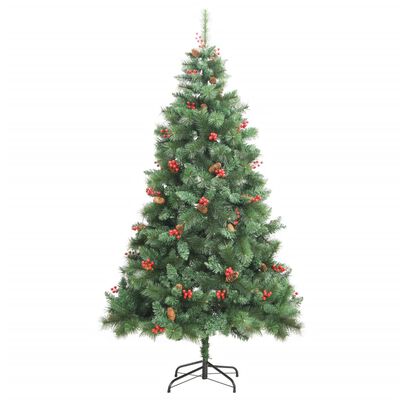 vidaXL Árbol de Navidad artificial con piñas y bayas 210 cm