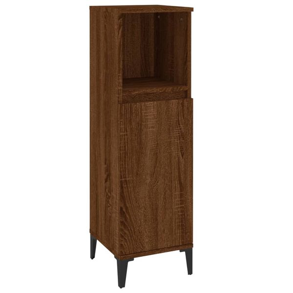vidaXL Armario de baño madera contrachapada marrón roble 30x30x100 cm