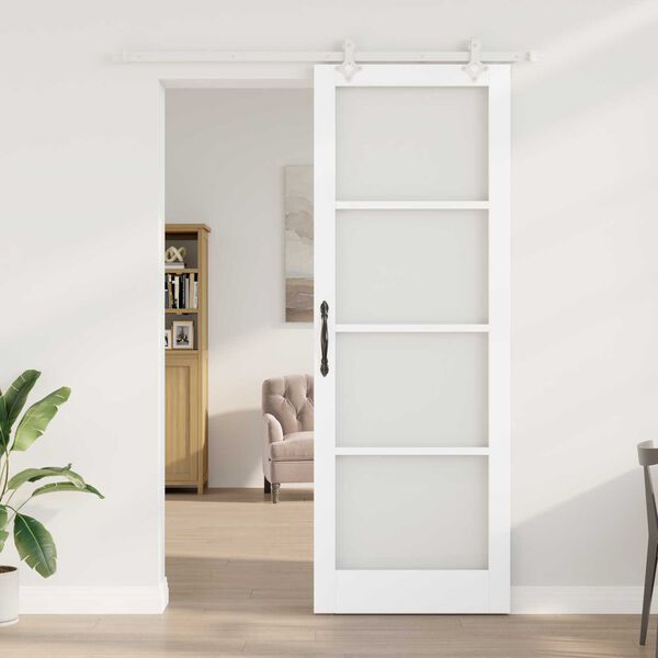 vidaXL Puerta Corredera 83 x 232 cm Madera de pino maciza y vidrio