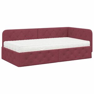 vidaXL Estructura de cama en esquina Rojo vino 90 x 190 cm tela