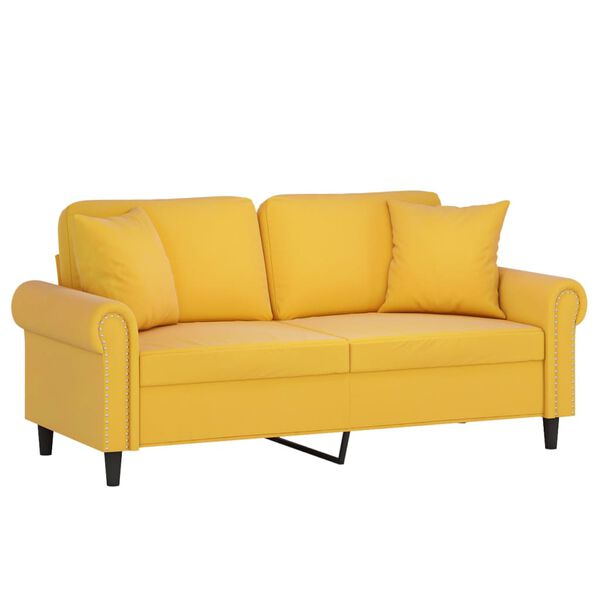 vidaXL Sof&aacute; 2 plazas almohadas cojines terciopelo amarillo claro 140cm