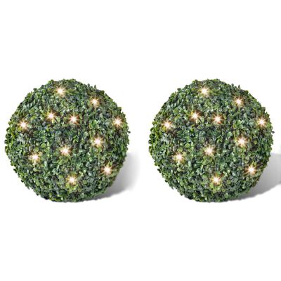 Hoja Artificial Bola de poda 35 cm Con cuerda de LED solar 2 piezas