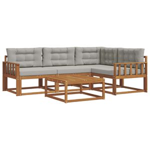 vidaXL Conjunto de sof&aacute;s de exterior 5 pcs Gris Natural y Claro