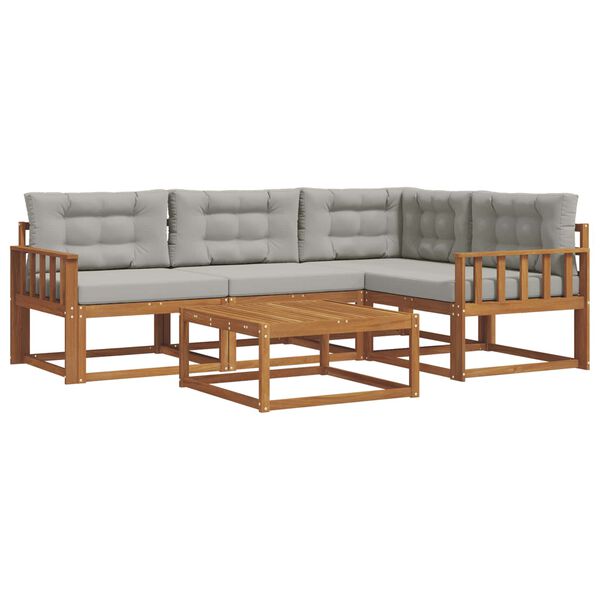 vidaXL Conjunto de sof&aacute;s de exterior 5 pcs Gris Natural y Claro