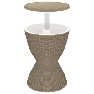 vidaXL Mesa nevera 3 en 1 polipropileno marr&oacute;n claro