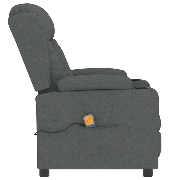 vidaXL Sillón de masaje de tela gris oscuro
