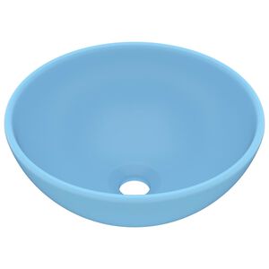 vidaXL Lavabo de lujo redondo cer&aacute;mica azul claro mate 32,5x14 cm