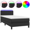 vidaXL Cama box spring y colchón LED cuero sintético negro 90x190 cm