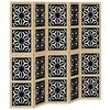 vidaXL Biombo separador 5 paneles madera maciza Paulownia marr&oacute;n negro