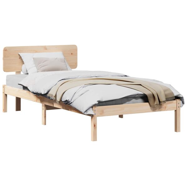 vidaXL Estructura de cama Natural 90 x 200 cm Madera de pino macizo