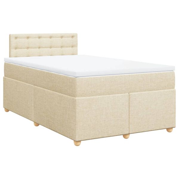 vidaXL Cama box spring con colch&oacute;n tela color crema 120x190 cm
