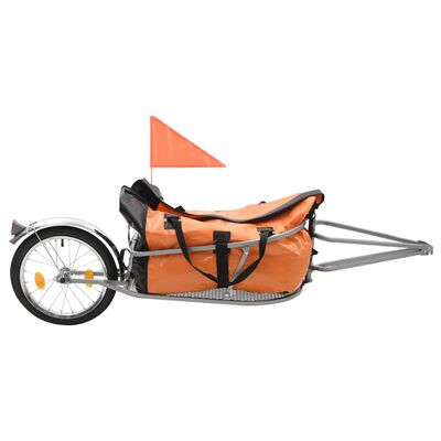 vidaXL Remolque de bicicleta para equipaje con bolsa naranja y negro