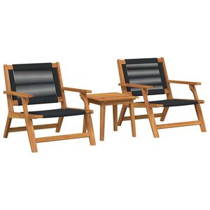 vidaXL Sillas de Jard&iacute;n con Mesa 3 pcs Negro Madera de Acacia S&oacute;lida