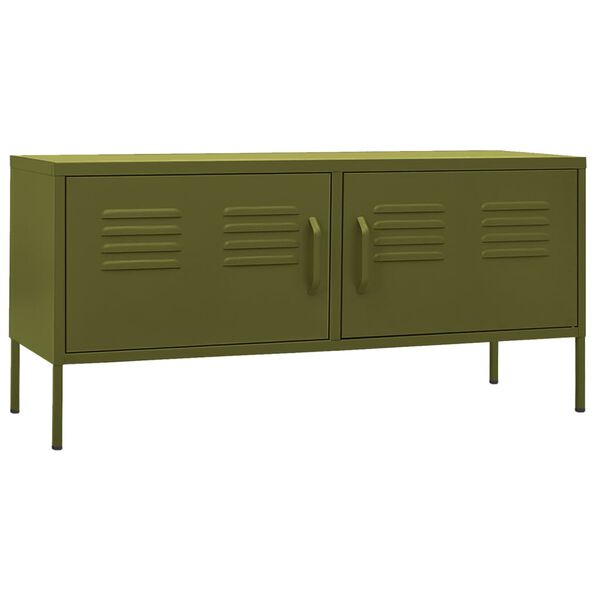 vidaXL Mueble para TV de acero verde oliva 105x35x50 cm