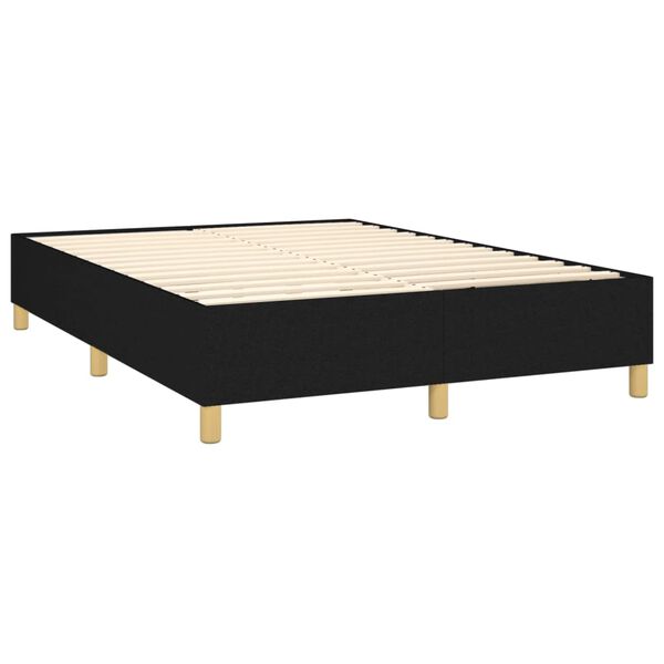 vidaXL Cama box spring con colch&oacute;n tela negro 140x190 cm