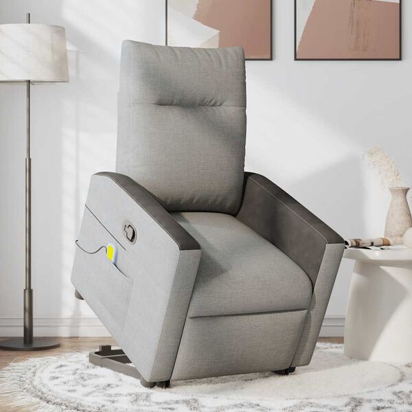 vidaXL Sill&oacute;n de masaje reclinable de pie de tela gris nube