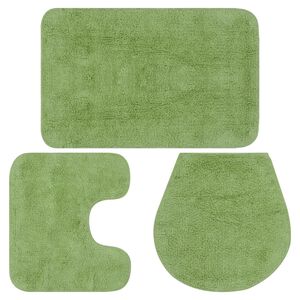 vidaXL Conjunto de alfombrillas de ba&ntilde;o de tela 3 piezas verde