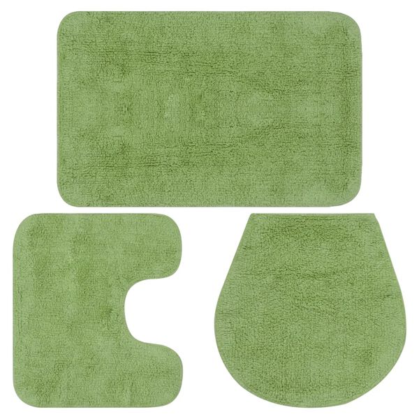 vidaXL Conjunto de alfombrillas de ba&ntilde;o de tela 3 piezas verde