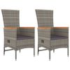 vidaXL Sillones de jard&iacute;n reclinables con cojines 2 uds rat&aacute;n PE gris