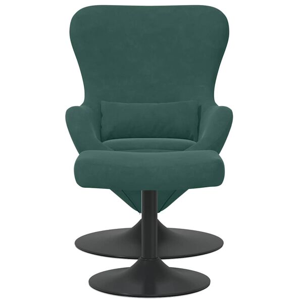 vidaXL Silla Huevo con Puff Verde oscuro 63 x 73 x 90 cm Terciopelo