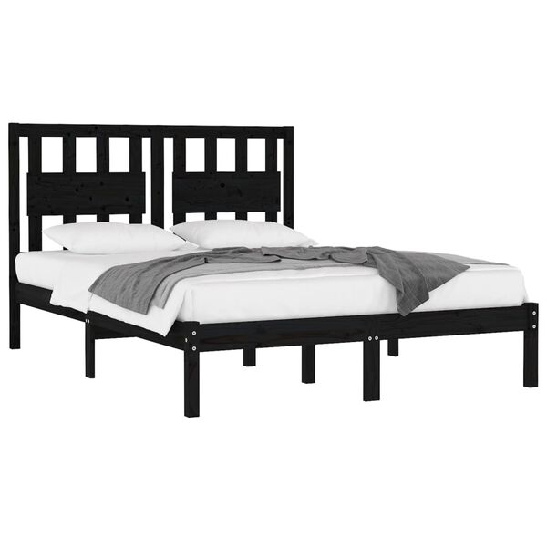 vidaXL Estructura de cama de madera maciza de pino negra 200x200 cm