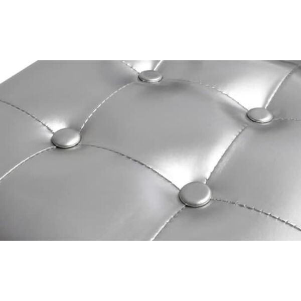 vidaXL Sill&oacute;n con taburete cuero sint&eacute;tico plateado