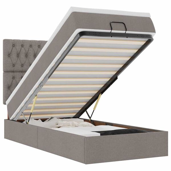 vidaXL Estructura de cama otomana colch&oacute;n tela gris pardo 90x190cm