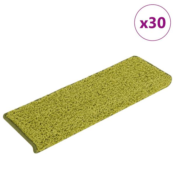vidaXL Alfombrillas para escaleras 30 unidades 65x21x4 cm Verde Borde Rectangular