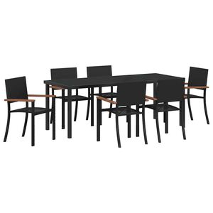 vidaXL Conjunto de Comedor de Jard&iacute;n 7 pcs Negro