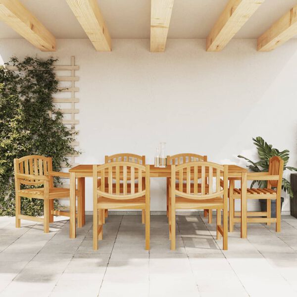 vidaXL Juego de comedor de jard&iacute;n 7 piezas madera maciza de teca