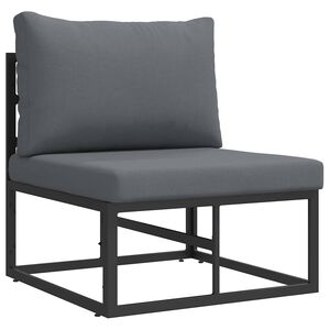 vidaXL Muebles de Exterior con cojín con almohada Negro Aluminio