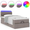 vidaXL Cama otomana con colch&oacute;n y luces LED tela gris taup&eacute; 90x200 cm