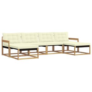 vidaXL Conjunto de sof&aacute;s de exterior con coj&iacute;n 6 pcs Blanco y Crema
