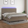 vidaXL Cama box spring colch&oacute;n y luces LED tela gris taupe 200x200 cm