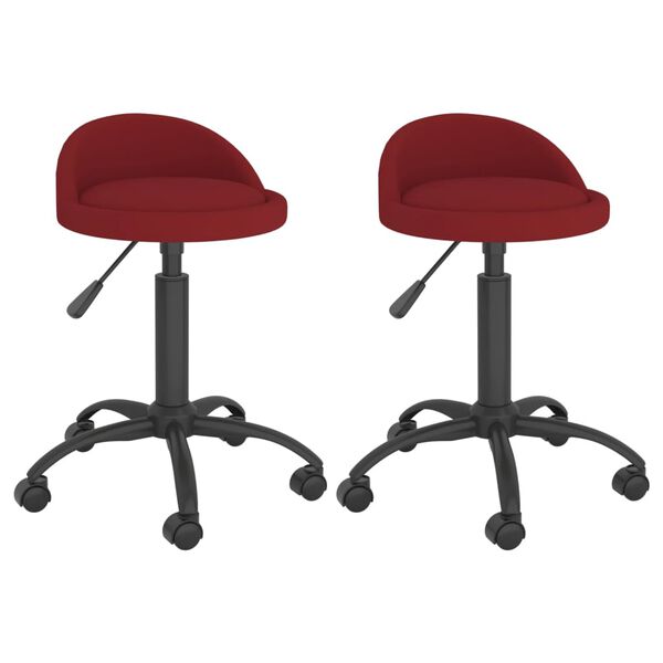 vidaXL Sillas de comedor giratorias 2 unidades terciopelo rojo tinto