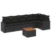 vidaXL Set de comedor de jard&iacute;n 7 pzas y cojines rat&aacute;n sint&eacute;tico negro