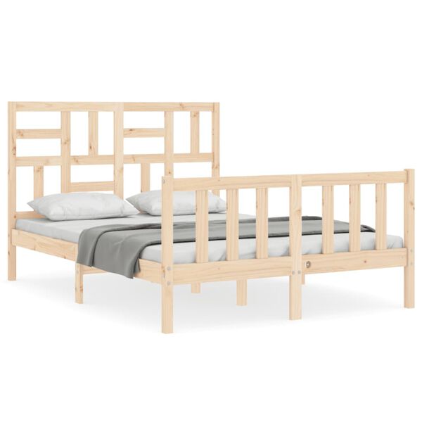vidaXL Estructura de cama de matrimonio con cabecero madera maciza