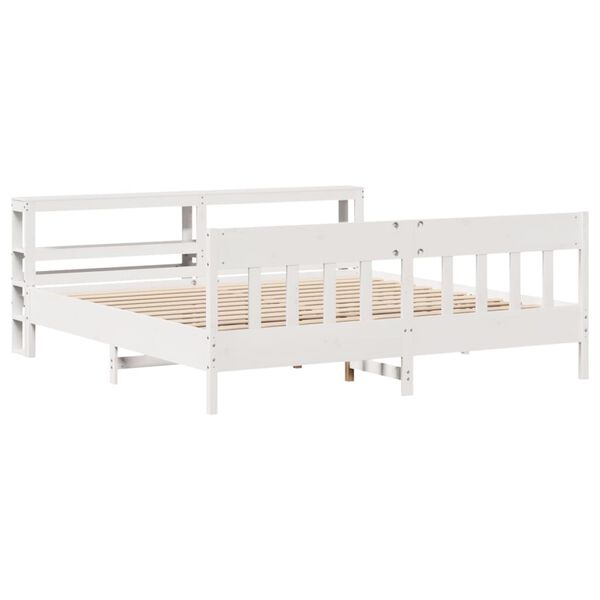 vidaXL Cama sin colch&oacute;n madera maciza de pino blanca 180x200 cm
